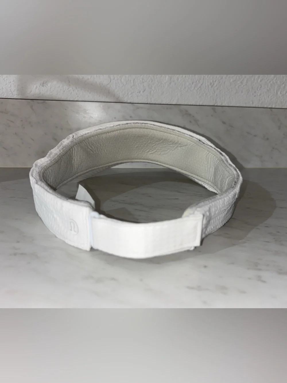 lululemon athletica White Mesh Performance Visor with Black Logo